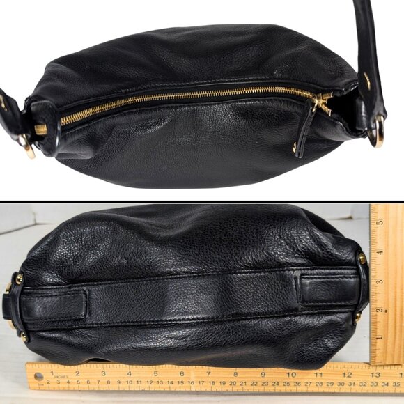 Michael Kors Black Pebbled Leather Hobo Shoulder Bag Sutton Oyster Vitello - Picture 5 of 9